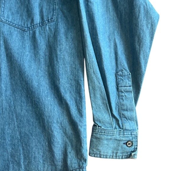 Vintage Harlequin Nature Graphics Painted Killer Whale Denim Button Up Shirt S - Picture 7 of 7